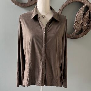 J. Jill Relaxed Button-Front Shirt in Mushroom size XL